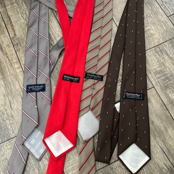 Designer Tie Lot of 4 Givenchy, Christian Dior, Yves Saint Laurent & More - Picture 2 of 10